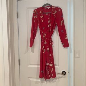 INTERMIX red floral wrap dress